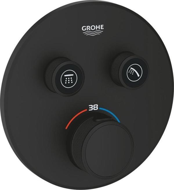 Grohe Grohtherm SmartControl Ankastre Termostatik Banyo/Duş Bataryası (Sıva Üstü Grubu), 2 Yollu, Hayalet Siyah, 29507KF - Image 1