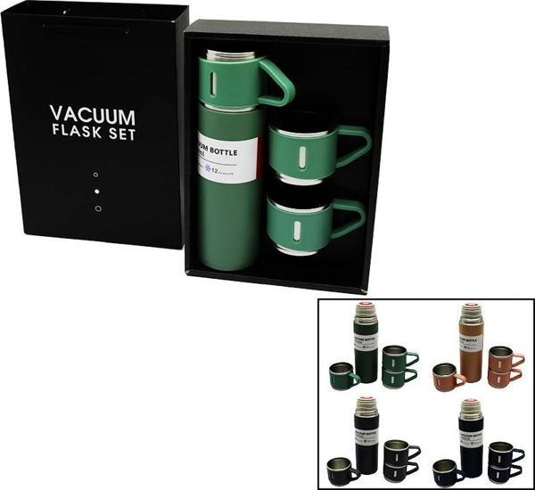Çantalı 500ml 3 Parça  Bardaklı Çelik Termos Seti - Image 1