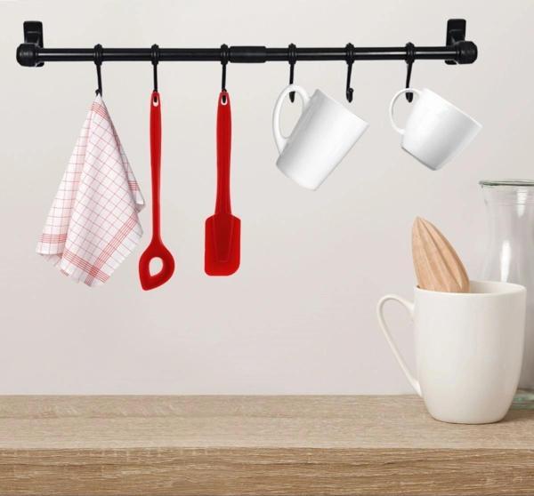 Duvara Monte Edilen 6 Kancalı Dekor Kaşıklık Ve Kupa Askısı - Image 1