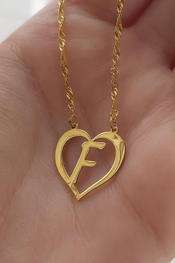 925 Ayar Gümüş 24 Ayar Altın Kaplama Harf Kolye - Image 1