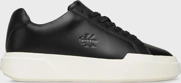 Calvin Klein Kalın Düz Tabanlı Bağcıklı Deri Kadın Siyah Sneaker YW0YW01947-0GM - Image 1