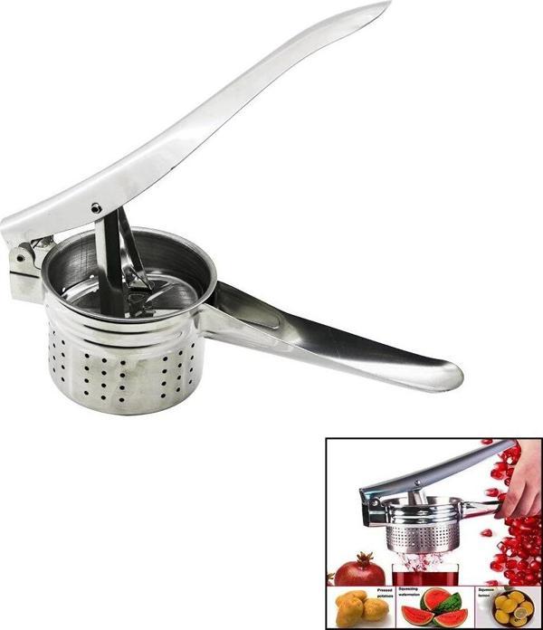 Manuel Kollu - Çelik Metal  Patates Ezici - Meyve Sıkıcı Pres - Image 1