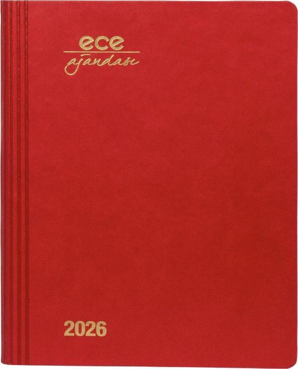 ECE AJANDASI MARMARİS 2026 Kırmızı - Günlük Çizgili 12x16 - Image 1