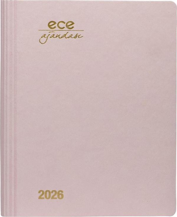 ECE AJANDASI MARMARİS 2026 Toz Pembe - Günlük Çizgili 12x16 - Image 1
