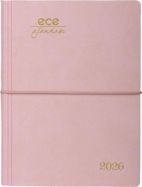 ECE AJANDASI YENİ MARMARİS 2026 Şeker Pembe - Günlük Çizgili 12x16 - Image 1