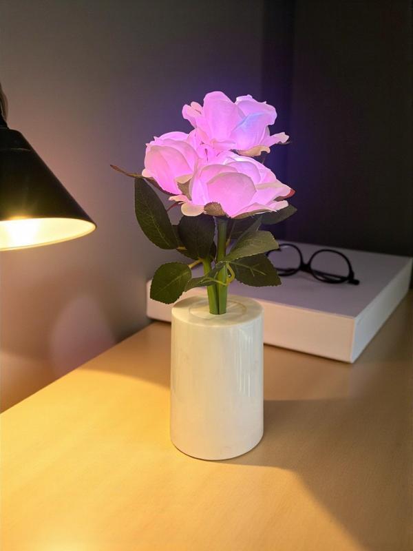 Güllü Dekoratif Led Işıklı Lamba 27 cm x 8 cm - Image 1