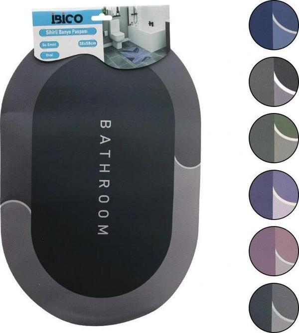 Oval - Mat Renkler   38x58cm   Su Emici - Sihirli  Banyo Paspası  Elastik - Image 1