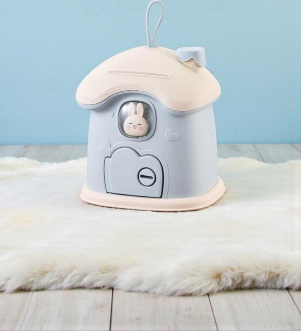 Işıklı Sevimli Tavşan Ev Kumbara – Sticker Hediyeli, Çocuklar İçin Dekoratif ve Eğlenceli Para Kutus - Image 1