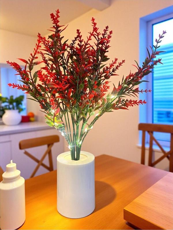 Lavanta Tasarımlı Dekoratif Led Işıklı Lamba 30 cm x 8 cm Kırmızı - Image 1