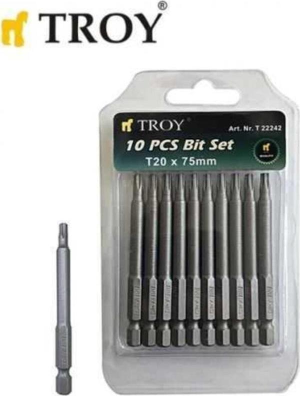 Troy 22242 Torx Bits Uç Seti (T20X75Mm, 10 Adet) - Image 1