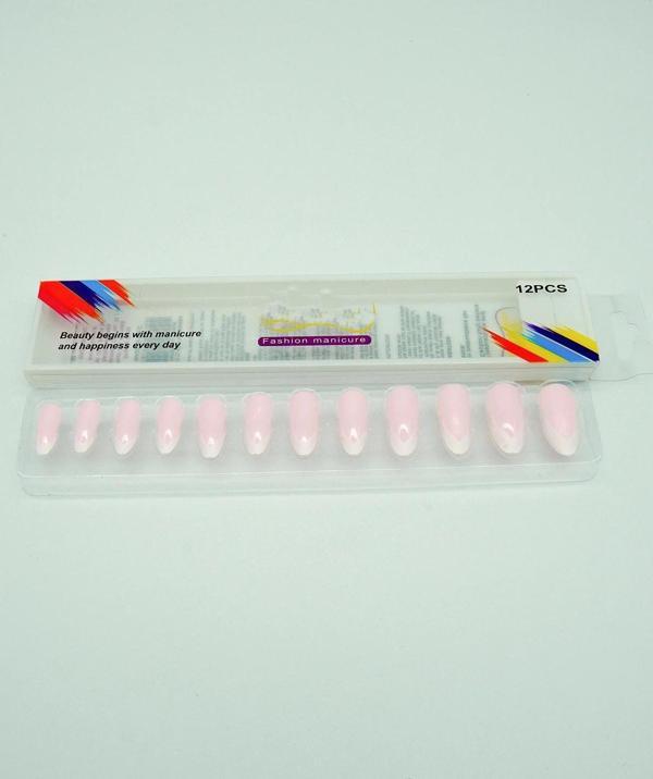 12 Adet Badem Tırnak Tak Ve Çık Kendinden Yapışkanlı Takma Tırnak Pembe - Image 1