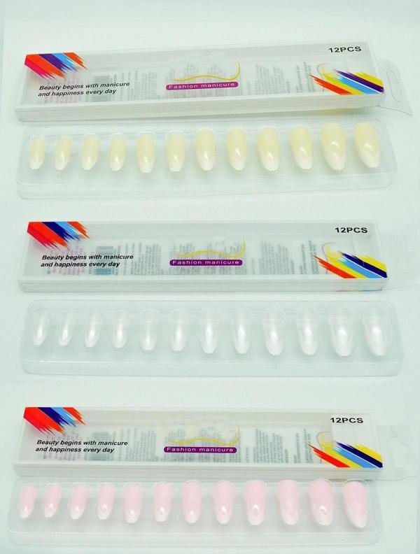 3 Renk Toplam 36 Adet Badem Tırnak Tak Ve Çık Kendinden Yapışkanlı Takma Tırnak - Image 1