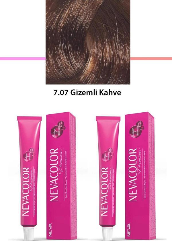 2 li Set Premium 7.07 Gizemli Kahve - Kalıcı Krem Saç Boyası 2 X 50 g Tüp - Image 1