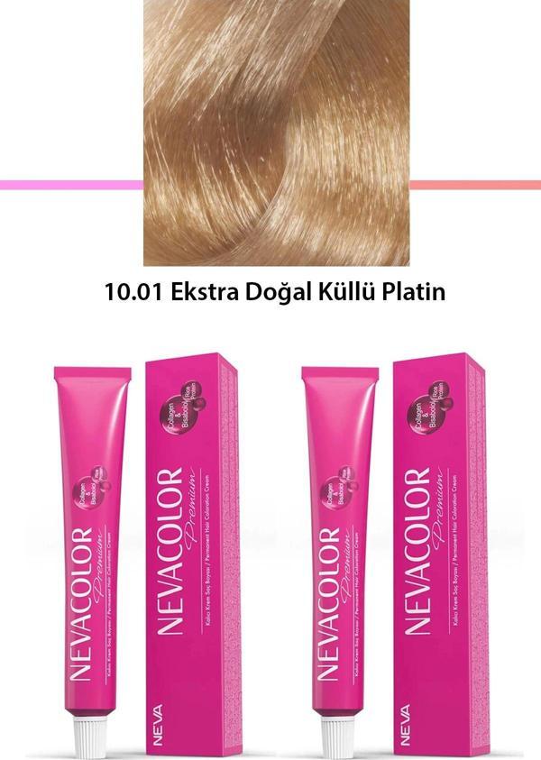 2 li Set Premium 10.01 Ekstra Doğal Küllü Platin - Kalıcı Krem Saç Boyası 2 X 50 g Tüp - Image 1