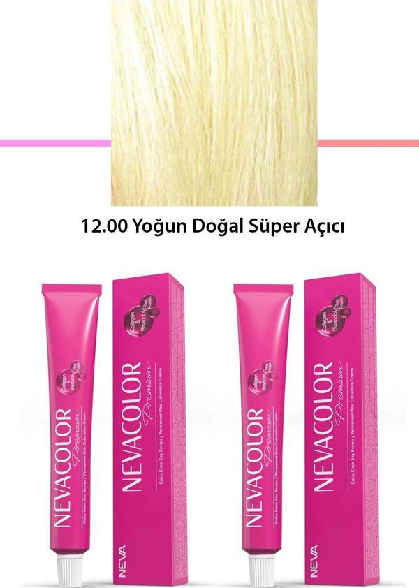 2 li Set Premium 12.00 Yoğun Doğal Süper Açıcı - Kalıcı Krem Saç Boyası 2 X 50 g Tüp - Image 1