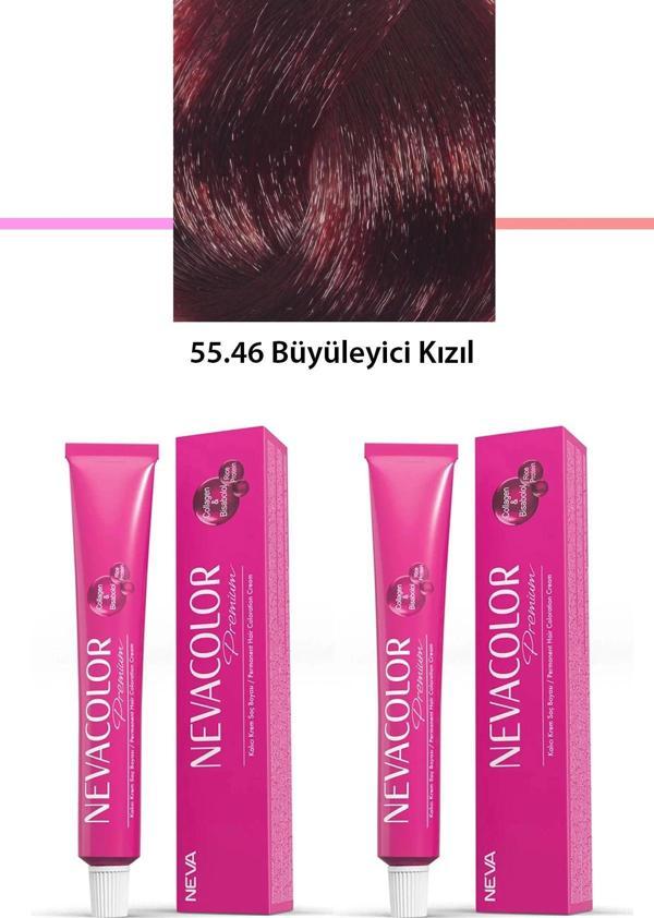 2 li Set Premium 55.46 Büyüleyici Kızıl - Kalıcı Krem Saç Boyası 2 X 50 g Tüp - Image 1