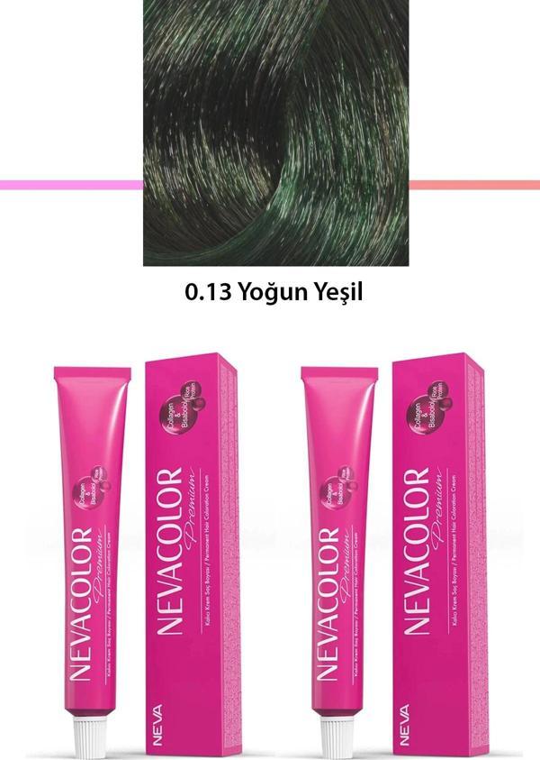 2 li Set Premium 0.13 Yoğun Yeşil - Kalıcı Krem Saç Boyası 2 X 50 g Tüp - Image 1