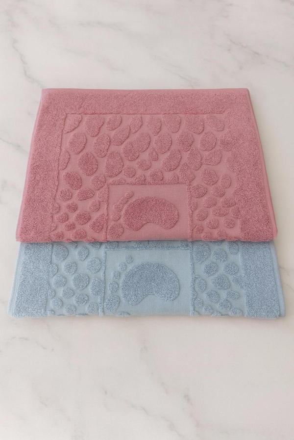 Emillie Ayak İzli Taş Jakarlı Havlu Paspas 2 Li Set (50X70Cm) - Image 1