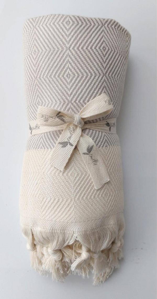 Emillie Ikili Diamond Peştamal Set Açık Gri - Image 1