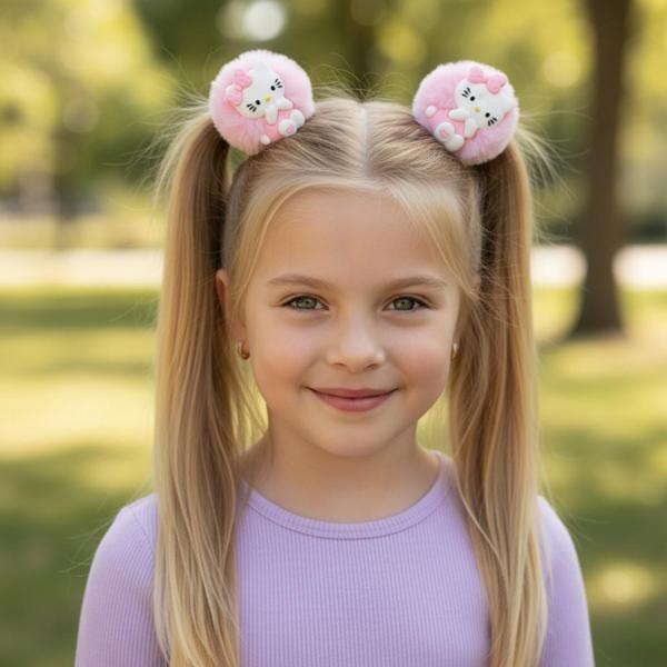 Hello Kity Peluş Lastikli Kız Çocuk Toka Set 2li - Image 1