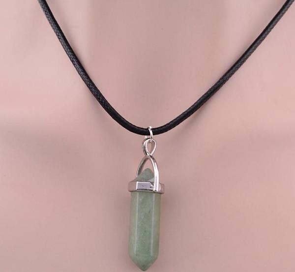 Doğal Aventurin Yeşim Doğal Taş Erkek& Kadın Kolye (DERİ ZİNCİR HEDİYELİ) - Image 1