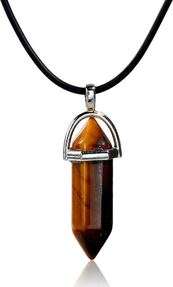 Doğal Kahverengi Yıldız Doğal Taş Erkek& Kadın Kolye (DERİ ZİNCİR HEDİYELİ) - Image 1