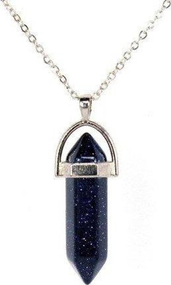 Doğal Lacivert Yıldız Doğal Taş Erkek& Kadın Kolye (DERİ ZİNCİR HEDİYELİ) - Image 1