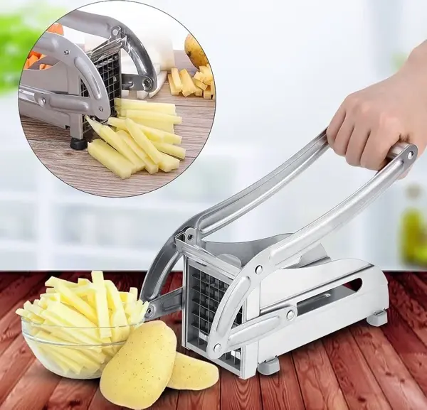 Çelik Patates Dilimleyici - Çok Fonksiyonlu Patates Dilimleyici, Sebze Doğrayıcı &amp; Rendeli Ayarlanabilir Bıçak i - Image 1