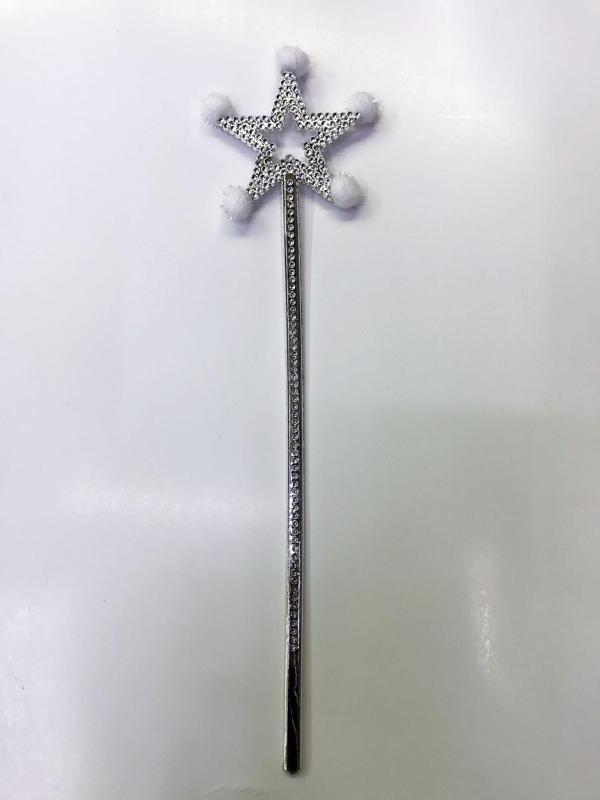 KENPAZAR Parti Malzemesi Yıldız Peri Asası Sihirli Değnek Beyaz Ponponlu - Image 1