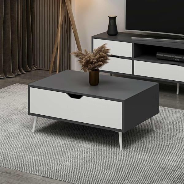 Elina Ayaklı Orta Sehpa - Antrasit/Beyaz - Image 1