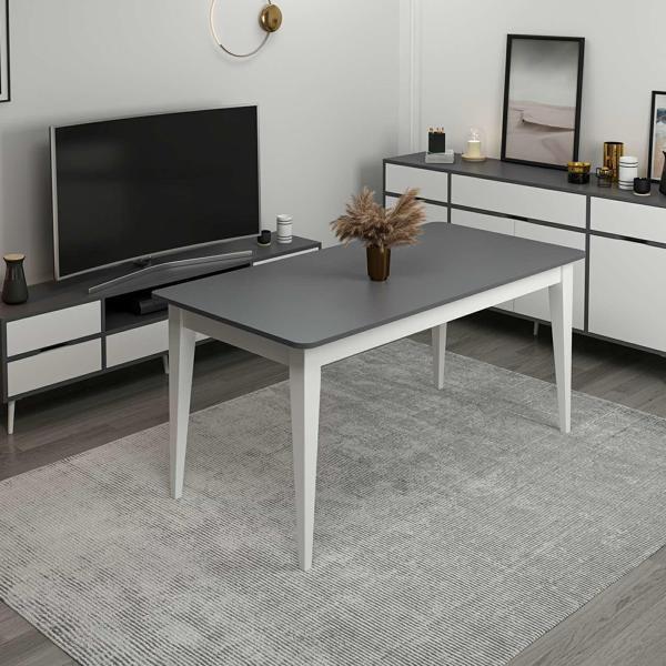 Elina Açılır Yemek Masası - Antrasit/Beyaz - Image 1