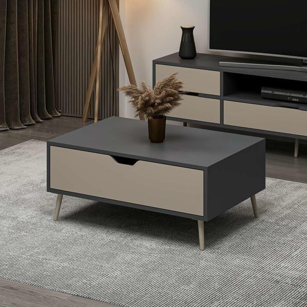 Elina Ayaklı Orta Sehpa - Antrasit/Kumtaşı - Image 1