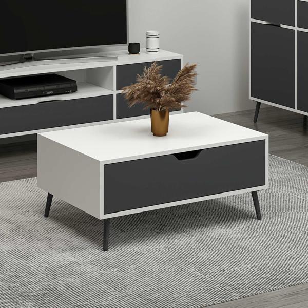 Elina Ayaklı Orta Sehpa - Beyaz/Antrasit - Image 1