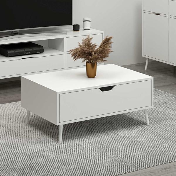 Elina Ayaklı Orta Sehpa - Beyaz/Beyaz - Image 1