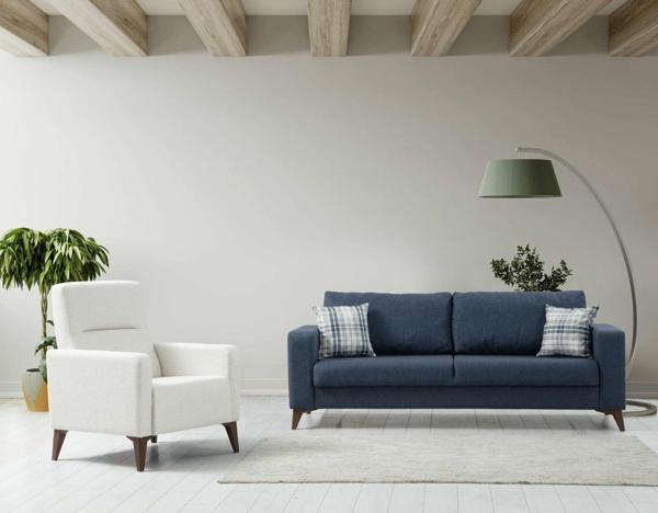 Kristal 3+1 Berjer Koltuk Takımı Lacivert + Bej - Image 1