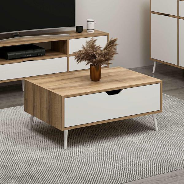 Elina Ayaklı Orta Sehpa - Dore/Beyaz - Image 1