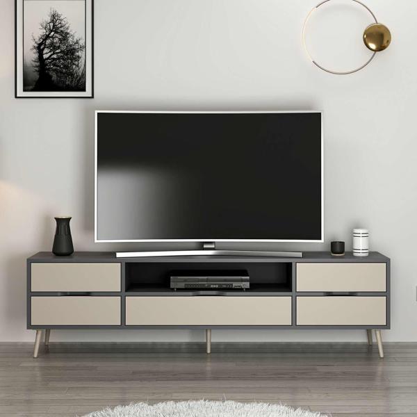 Elina Ayaklı Tv Ünitesi - Antrasit/Kumtaşı - Image 1