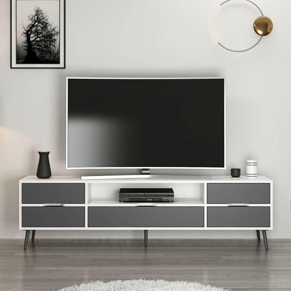 Elina Ayaklı Tv Ünitesi - Beyaz/Antrasit - Image 1