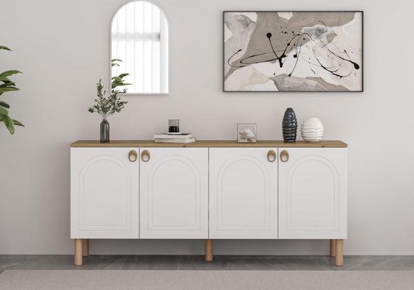 Lotus Bohem Tarz Konsol & Ayna - Beyaz/Artisan - Image 1