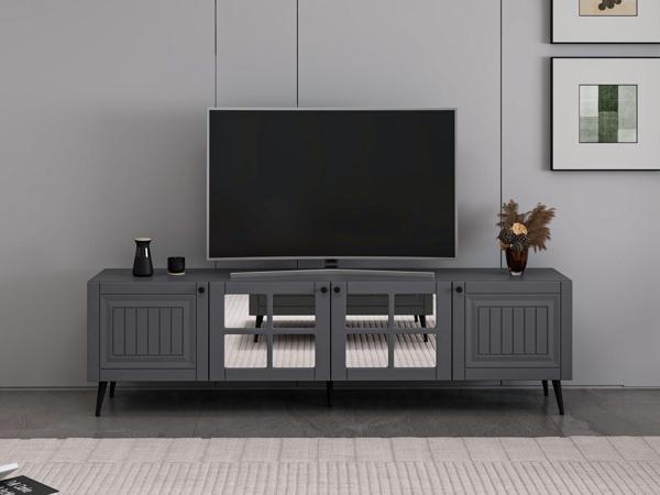 İlkbahar Tv Ünitesi Aynalı Kapak Antrasit Aynalı Antrasit - Image 1