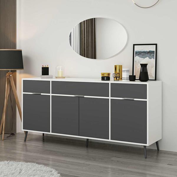 Elina Ayaklı Konsol Aynalı - Beyaz/Antrasit - Image 1