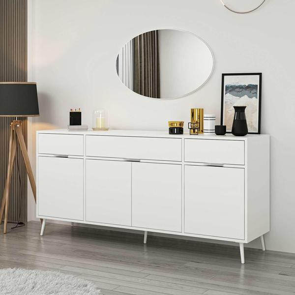 Elina Ayaklı Konsol Aynalı - Beyaz/Beyaz - Image 1