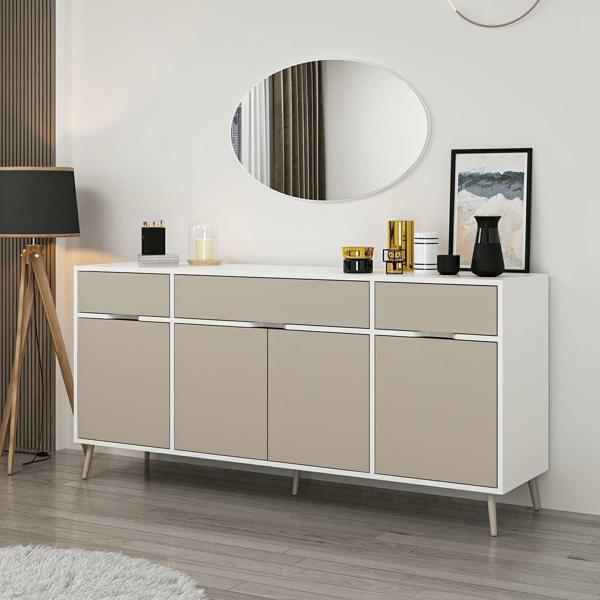 Elina Ayaklı Konsol Aynalı - Beyaz/Kumtaşı - Image 1