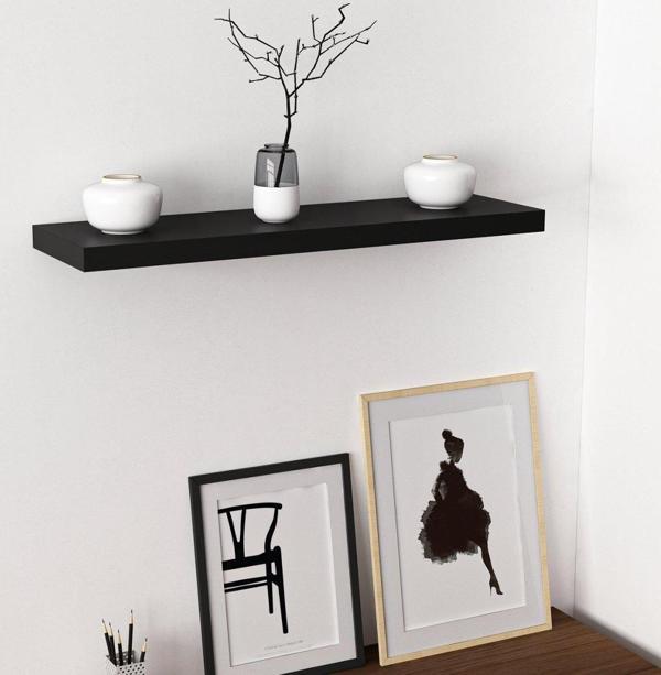 Minar Gizli Tutuculu Duvar Rafı 80 cm - M.Siyah - Image 1