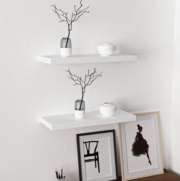 Minar Gizli Tutuculu 2'li Duvar Rafı 60 cm - M.Beyaz - Image 1