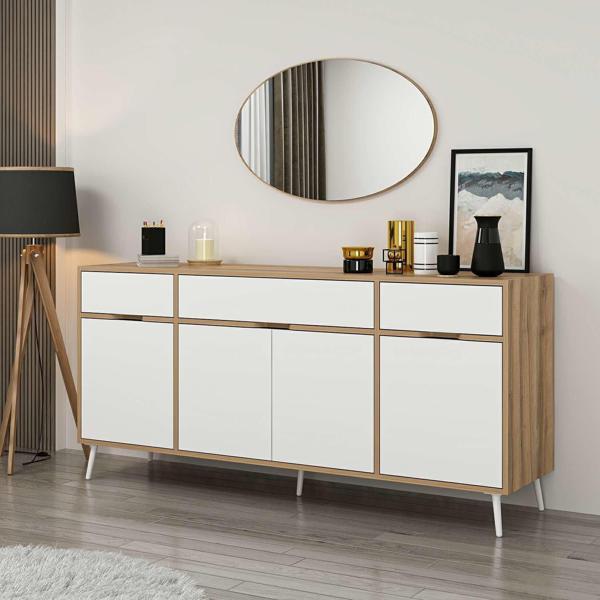 Elina Ayaklı Konsol Aynalı - Dore/Beyaz - Image 1