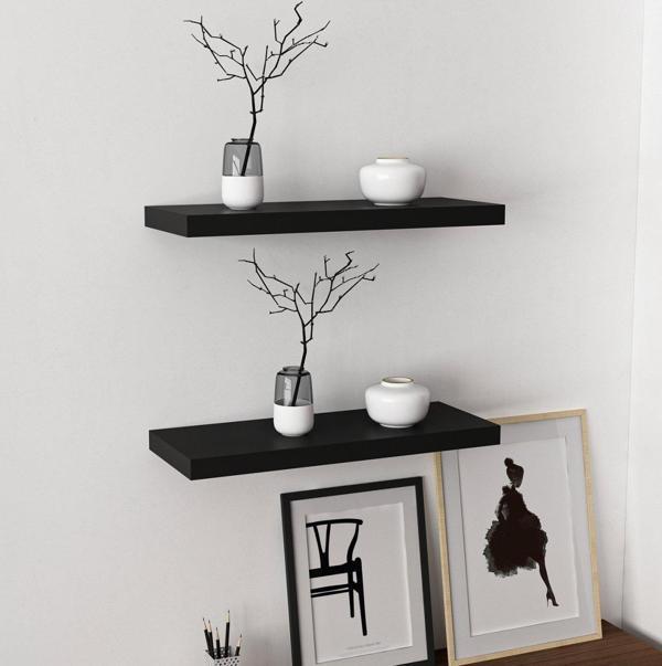 Minar Gizli Tutuculu 2'li Duvar Rafı 60 cm - M.Siyah - Image 1