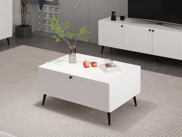 Minar Kale Orta Sehpa Pandora Beyaz/Beyaz - Image 1