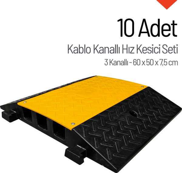 10'lu Kablo Kanallı Hız Kesici 3 Kanallı, Yol Kasisi 60 x 50 x 7,5 cm - Image 1