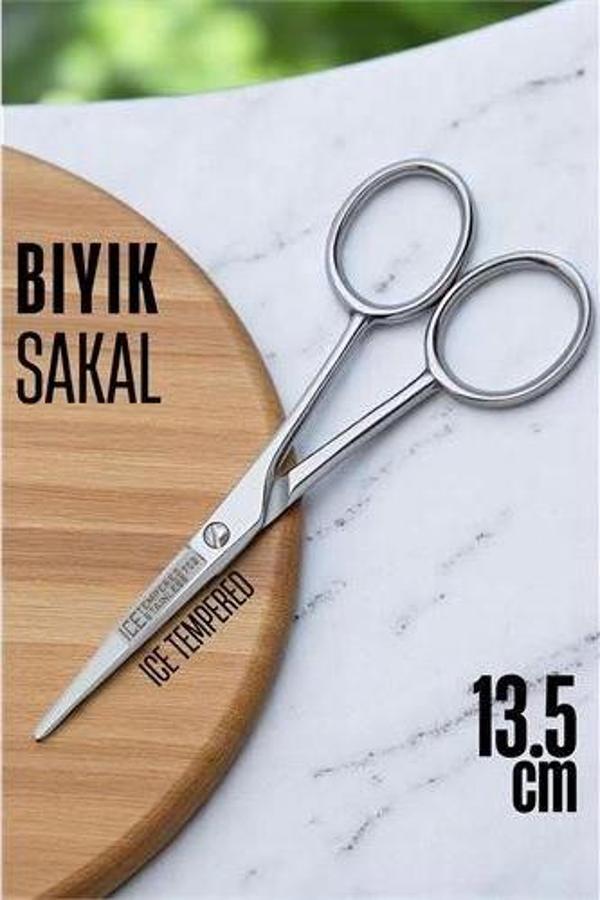 Turk Ice Tempered Kobalt Çelik 702 Bıyık Makası - Bıyık Sakal Düzeltme Makası Kuaför Makası 13.5 cm - Image 1